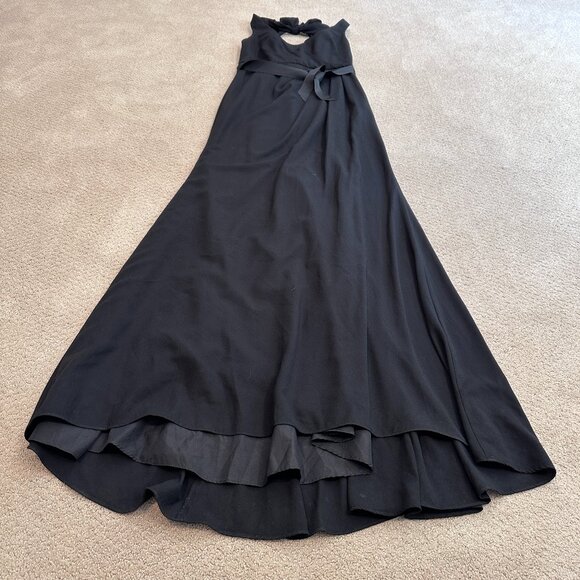 White by Vera Wang Gown Cowl Back Sash Black Tie Bridesmaid Formal Sz 8 VW360069 - Picture 1 of 12